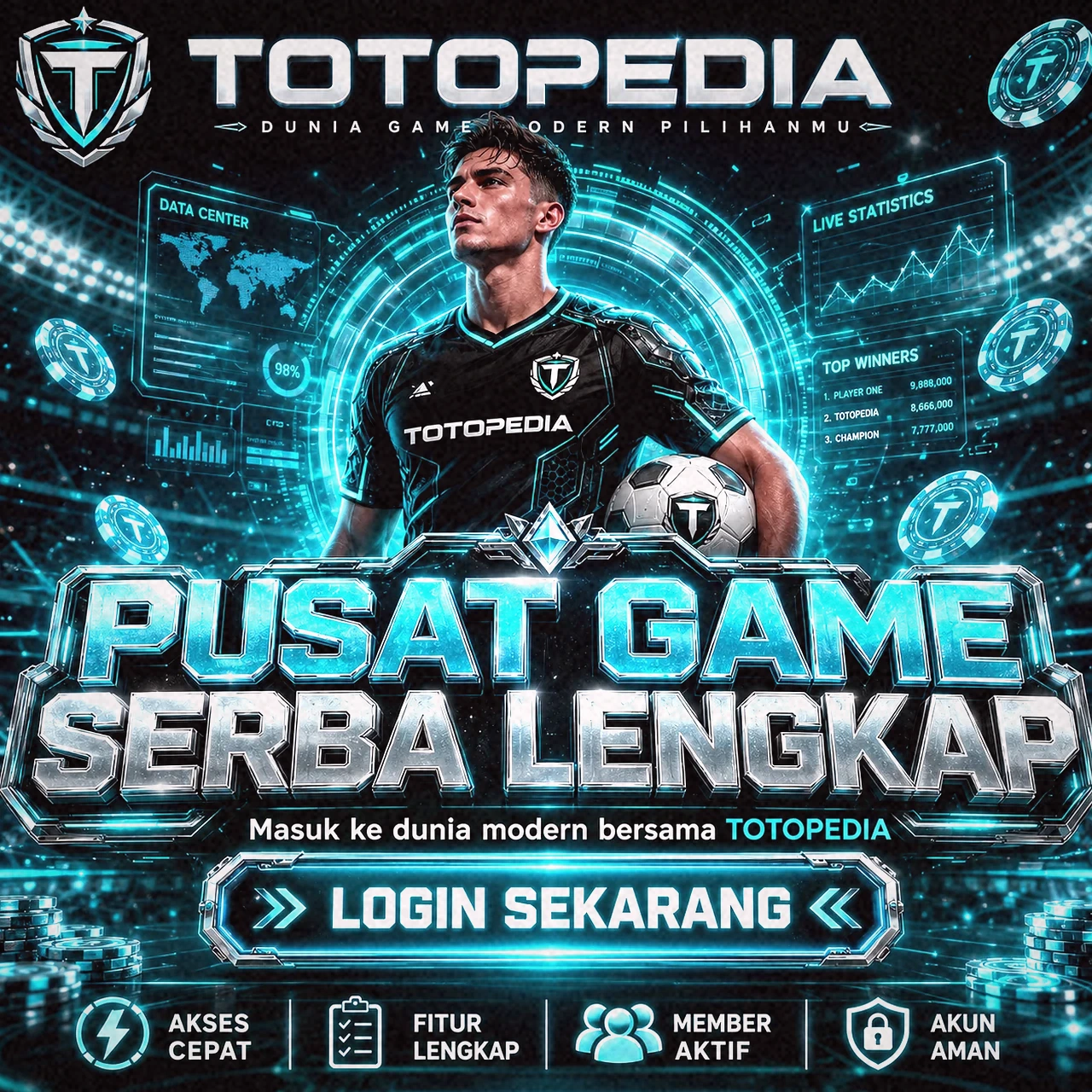 Ilustrasi banner TOTOPEDIA — topik skeptis pada klaim jalur VIP instan